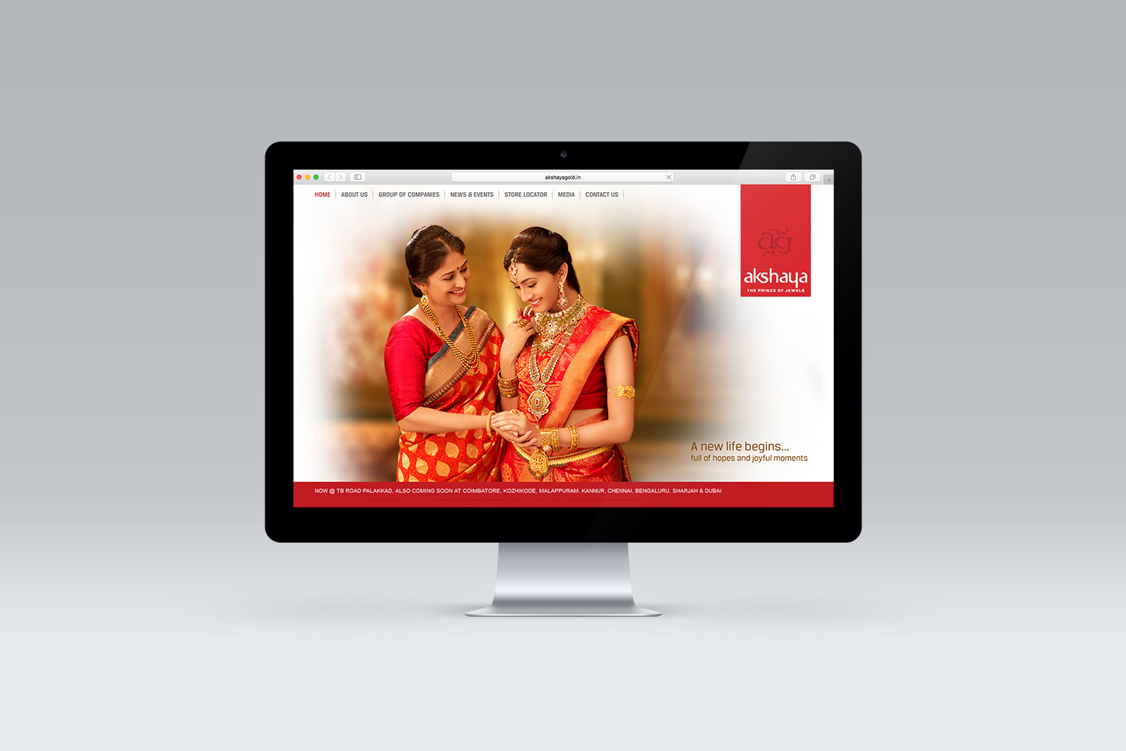 Akshaya Gold & Diamonds Website displayed on an iMac Screen