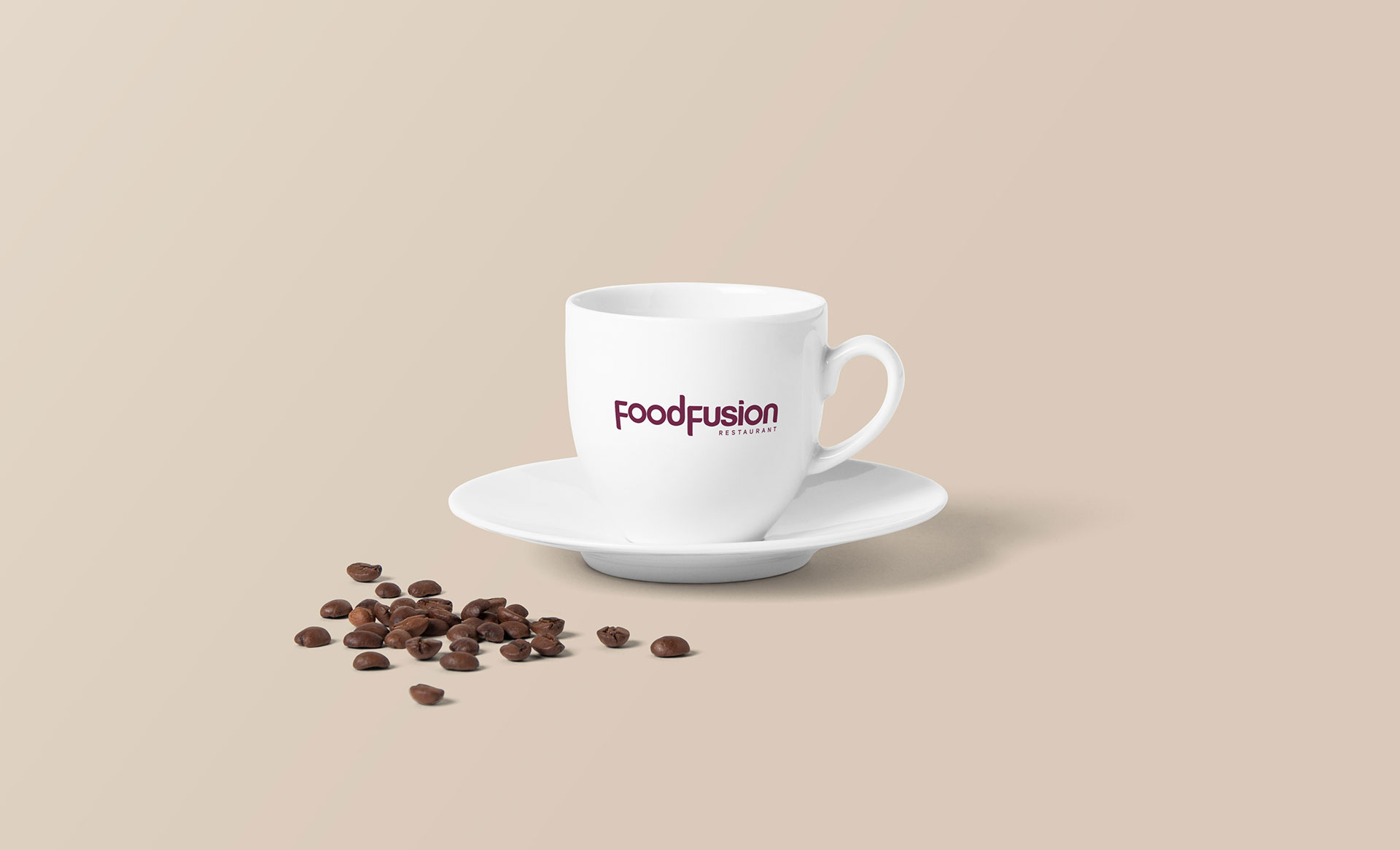 FoodFusion Restaurant Logo on cofee cup