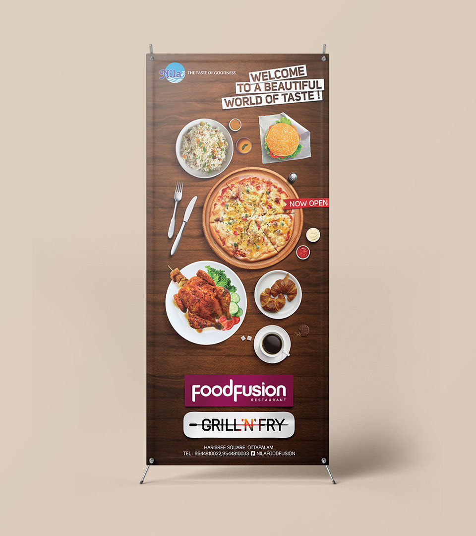 Nila FoodFusion, Grill 'N' Fry Roll-up Standee Design