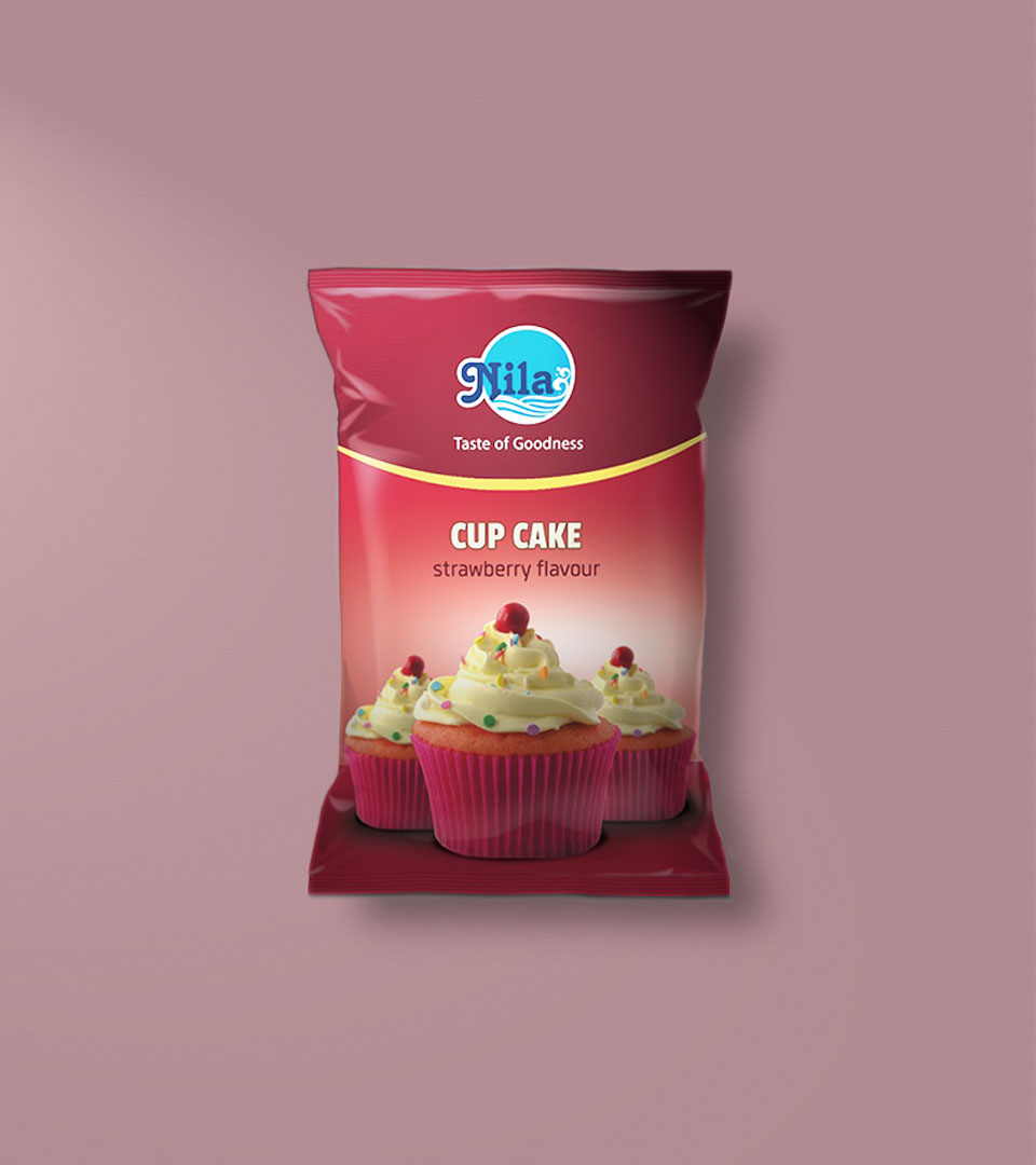 Package of Nila Bakes Strawberry flavour Cup Cake Package