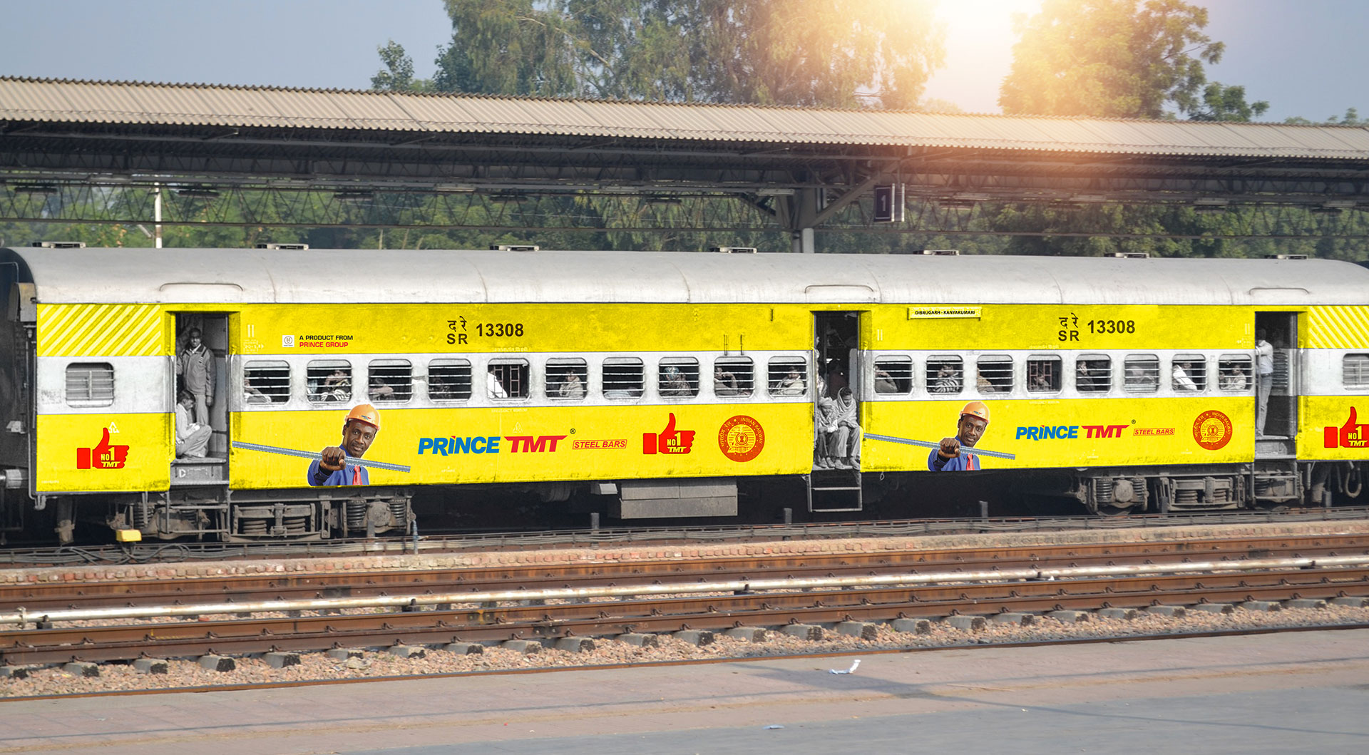 Prince TMT Steel Bars - No 1 TMT Branding design on Indian Railways Train Couch Exterior