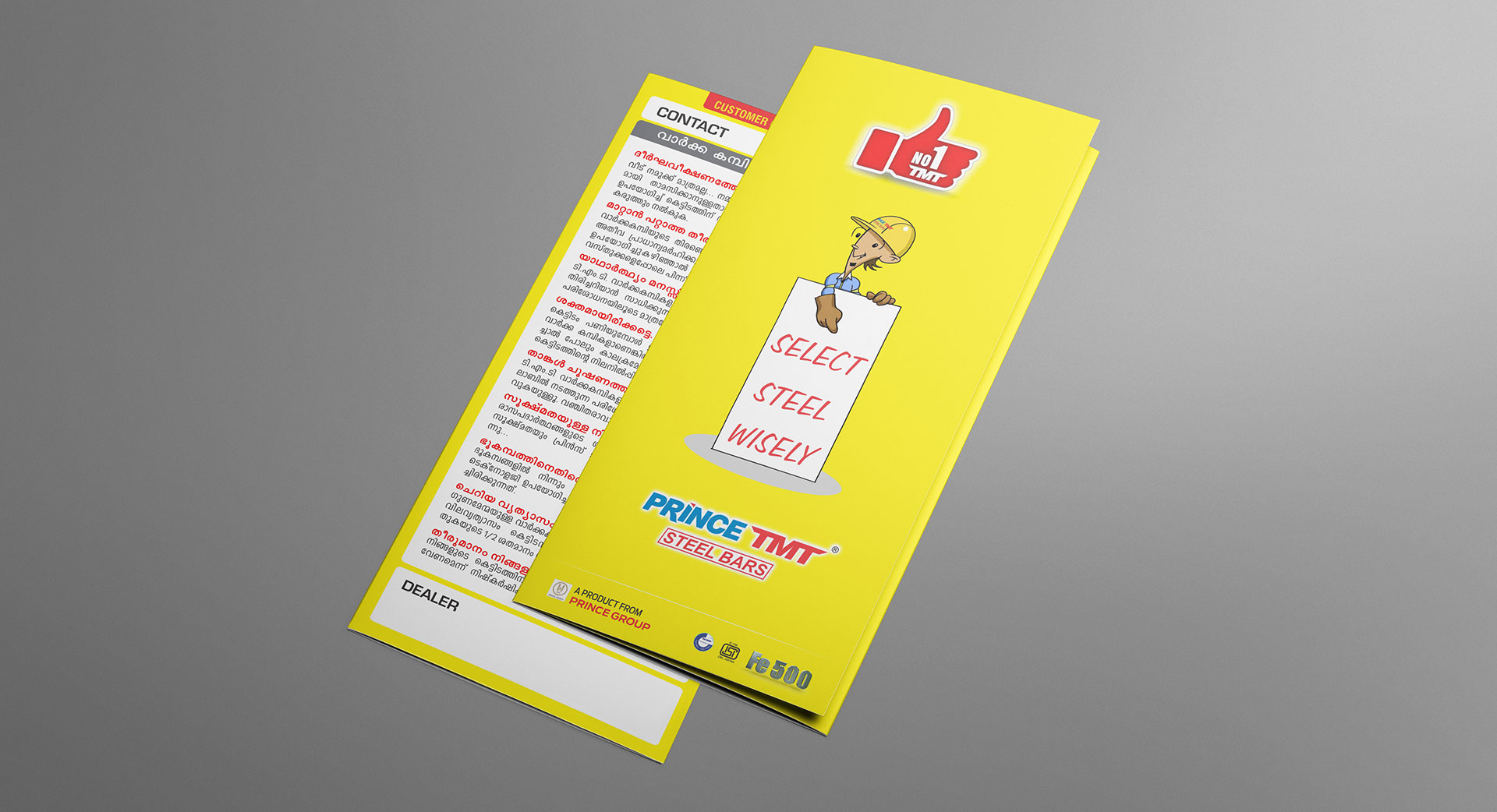 Prince TMT Steel Bars - No 1 TMT Branding design on Tri-Fold Brochure